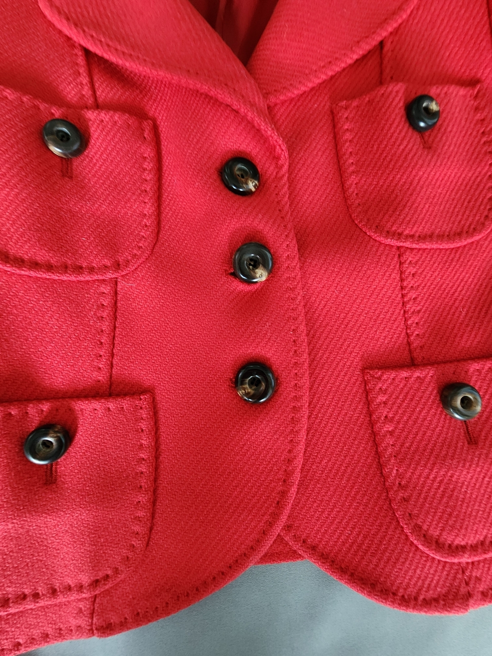 BOSS Hugo Boss Red Virgin Wool Cashmere Cropped Blazer Jacket 8 - Picture 3 of 7